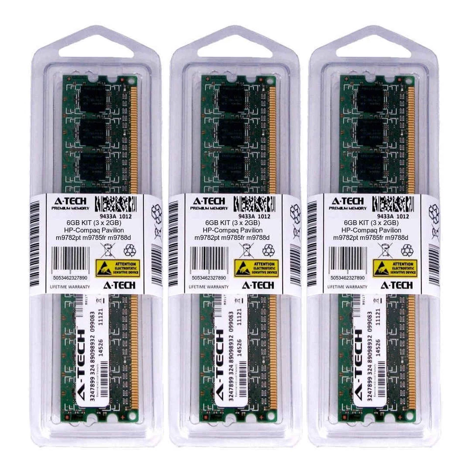 6GB KIT 3 x 2GB HP Compaq Pavilion m9782pt m9785fr m9788d PC3-8500 Ram Memory - Image 1 of 1