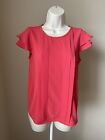 The Limited Women?s Pink/Peach Short Ruffe Sleeve Round Neck Blouse s S