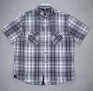 Helix Shirt Adult XXL 2XL Gray Plaid Short Sleeve Button Up Casual Pockets Men's - Picture 1 of 11