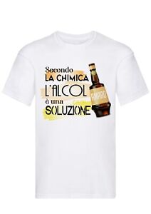 T-Shirt Alcolica Uomo Alcol amaro divertente 100% Cotone Taglia S>XXL
