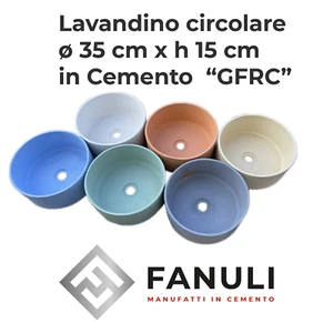 lavandino tondo d'appoggio x bagno in cemento gfrc - Fanuli manufatti in cemento - Foto 1 di 19