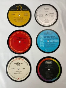 LOTE de 6 posavasos vintage OG VINTAGE etiquetas discográficas de vinilo recicladas hechas a mano (E) - Imagen 1 de 8
