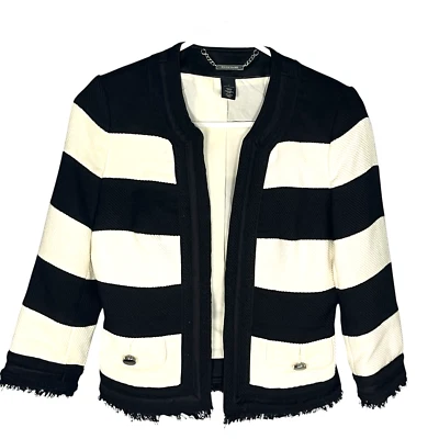 White House Black Market Women's Tweed Blazer Jacket Lined 2 Small 3/4 Sleeve - Image 1 of 4