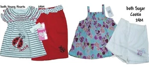 Girls Outfits Shorts Set Ladybug Love Bug Floral Top Sleeve Tee Shirt Sleeveless - Picture 1 of 10