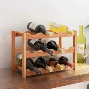 Rack for 12 Bottles Solid Wood Walnut C2T7 - Picture 1 of 6