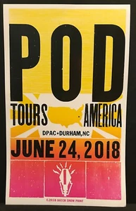 Póster impreso Hatch Show POD Tours America DPAC Durham NC 24 de junio de 2018 - Imagen 1 de 1
