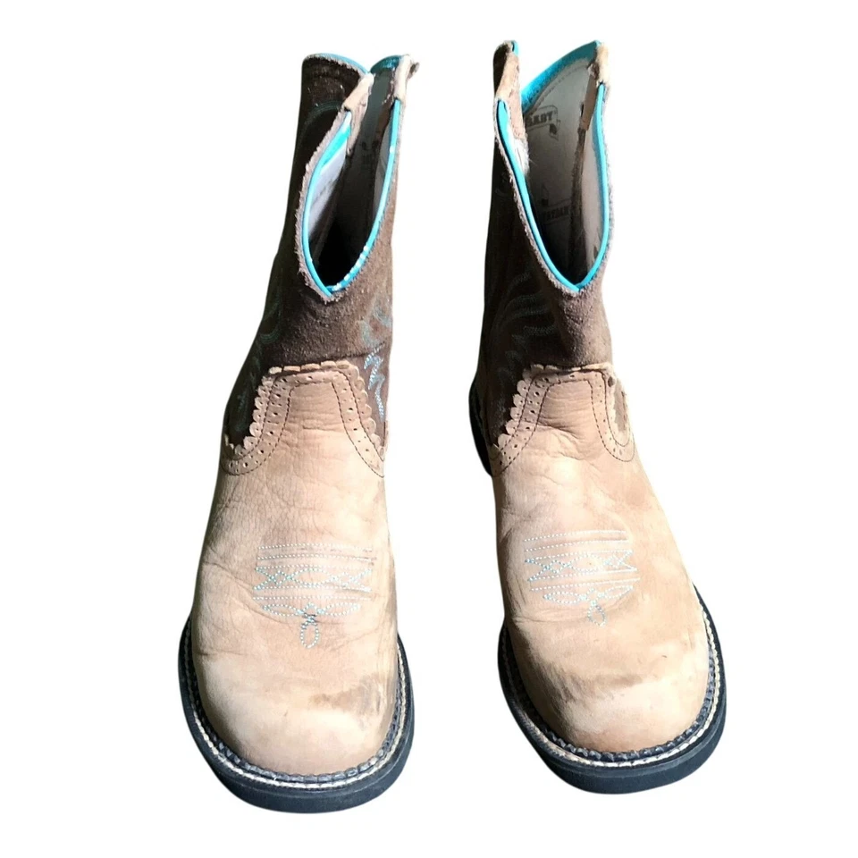 Botas de Vaquero Ariat Fatbaby Heritage Western para Mujer 10B Gamuza Azul Tostado Pull On Foto 1 de 4