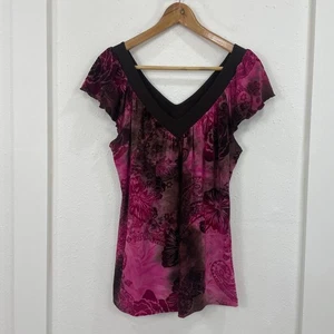 Cato Damen Top L rosa Blumenmuster Bluse fließend frisch Boho - Bild 1 von 9