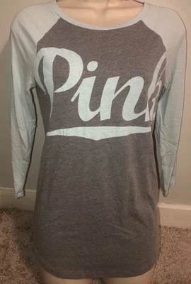 Camisa ROSA Azul/Gris Logo Frontal Victorias Secret Talla XS Manga Larga  Foto 1 de 4