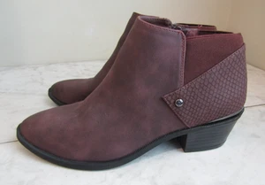 Simply Vera Vera Wang Vienna Wine Croc Trim Side Zip Bootie Shoes Women's 6.5 M - Picture 1 of 5