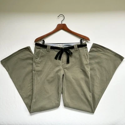 复古 2005 Tommy Hilfiger 弹力喇叭裤绿色天鹅绒腰带蝴蝶结 Y2K 女式 8 码 — 第 1/4 张图片