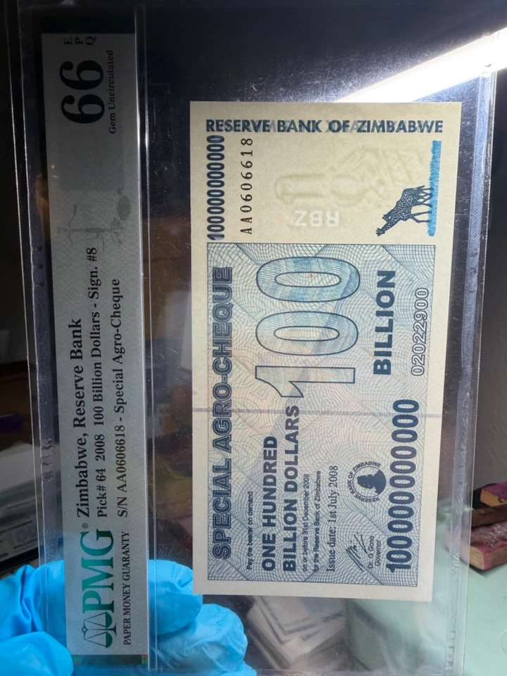 PMG Zimbabwe 100 Billion Dollars Special Agro Cheque 2008, 66 EPQ, GEM UNC - Image 1 of 4