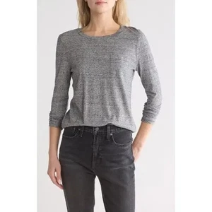 Madewell Langarm T-Shirt mit Rundhalsausschnitt in Heather Pewter XS - Bild 1 von 8