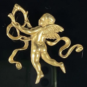 MMA METROPOLITAN MUSEUM OF ART Vintage Brosche goldfarben geflügelter Engel Anstecknadel - Bild 1 von 14