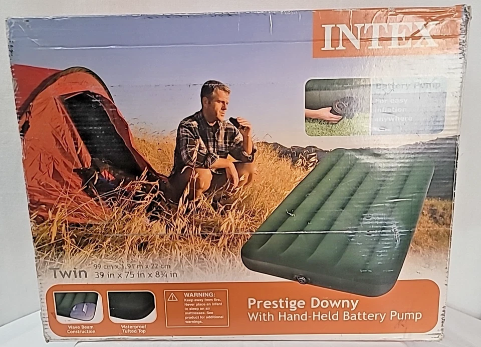 Intex Prestige Downy Airbed Kit with Hand Held Battery Pump, Twin 66967E - Image 1 of 4