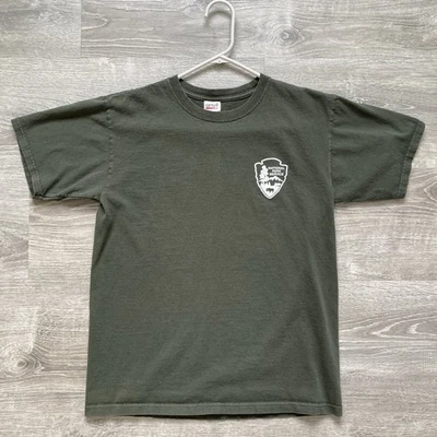 Vintage National Park Service T-Shirt Size Medium Green Double Sided NPS - Image 1 of 4