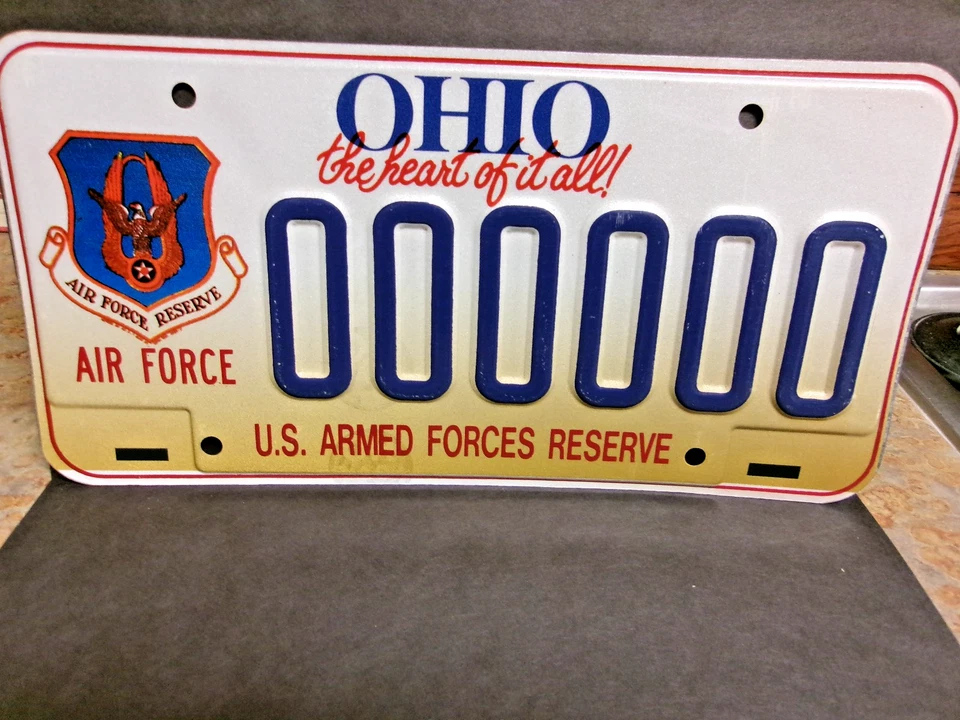 1996 Огайо номерной знак супер редкая ВВС США резерв - "Золотой номерной знак" образец! - Изображение 1 из 4