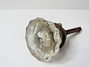 Antiker Vintage Glastürknauf 12-seitig mit Spindel A1-C - Bild 1 von 8