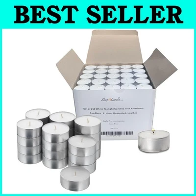 Velas de luz de té de taza de metal - Paquete votivo a granel de 250 de PARNOO Foto 1 de 4