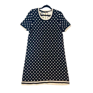 Vestido Kate Spade Joanie para mujer XL negro marfil lunares lana cachemir tejido - Imagen 1 de 8