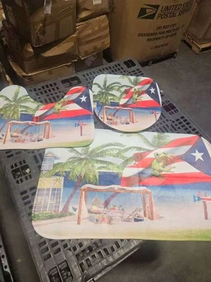 Набор из 3 мягких нескользящих ковриков для ванной с крышкой CLEARANCE - Изображение 1 из 4