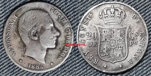Filipinas Alfonso XII 20 centavos de Peso PLATA año 1884 MANILA. Peso 4,89 gr. - Imagen 1 de 1