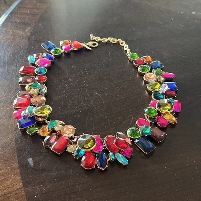 Natasha Rhinestone Chunky Statement Necklace multicolor Beautiful - Image 1 of 4
