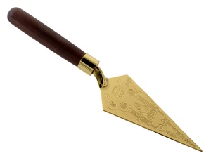 Freemasons Golden Trowel with Masonic Square & Compasses and Symbols Engravable - Picture 1 of 5