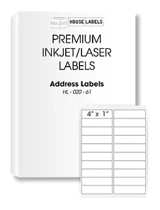 2000 Sheets 40000 Labels 1 x 4 Fast Peel White Address Mailing Labels 20 UP - Picture 1 of 3