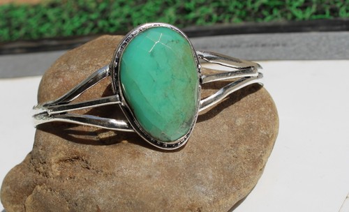 VALENTINO Bracciale Regolabile Pietra Preziosa Crisoprasio Fatto a Mano Argento Sterling 925