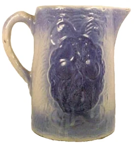 Hull Apricot Pitcher Salt Glaze Stoneware Blue Gray Primitive Antique - Picture 1 of 11