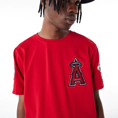 Men's New Era Red MLB Los Angeles Angels Logo Select T-Shirt Cover