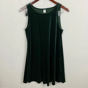 Nuevo con etiquetas Vestido recto antiguo azul marino terciopelo verde sin mangas - Imagen 1 de 6