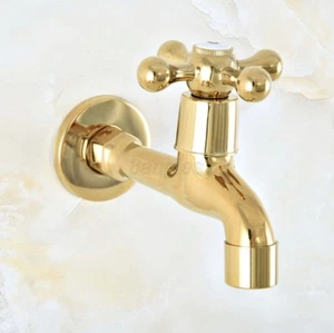 Grifo grifo de agua con mango cruzado de latón color dorado montaje en pared fregona piscina 8av144 - Imagen 1 de 7