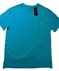 Polo Ralph Lauren T-Shirt Mens Small Blue Crew neck pocket Yellow Pony Classic - Picture 1 of 12