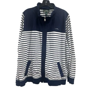 Lauren Ralph Lauren Women's Size 3X Blue White Striped Active Jacket Full Zip - Picture 1 of 7