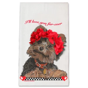 Yorkshire Terrier Yorkie Dog Valentine's Day Kitchen Dish Towel Pet Gift - Picture 1 of 1