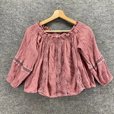 Blusa Mujer American Eagle S Pequeña Rosa Rayas Crochet Manga Larga Cuello Redondo Foto 1 de 4