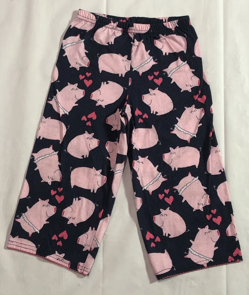 Девочек средний флис пижамы брюки свободного по всему печати свинья гостиной синий розовый - Изображение 1 из 4