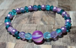 Handmade Purple And Blue Glass Bead Bracelet - Picture 1 of 2