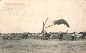 CASEY IL 1910 MAKING HAY horses thresher buggy PHOTO postcard - Picture 1 of 2
