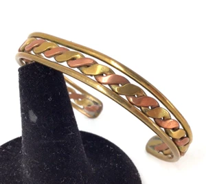 Vintage Twisted Brass Copper Cuff Bracelet - Picture 1 of 7