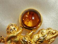 VERY COOL LS Signed Cherub Angels Celestial Amber Lucite Vintage 80s Brooch 29M0