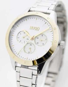 HUGO Women's #Friend Day-Date Silver Dial Stainless Steel 38mm Watch 1540090 - Picture 1 of 3