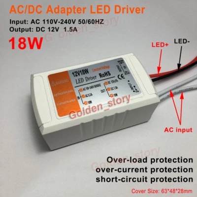 LED Driver Adapter AC 110V 220V 230V To 12V 1.5A Transformer Power Supply Module - Image 1 of 4
