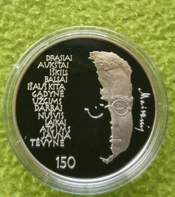 Lithuania 50 litu/ litas 2012 JONAS MAIRONIS PROOF Silver coin LOW mintage 3000 - Image 1 of 4