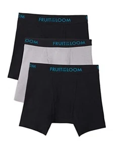 Men's Breathable Boxer Briefs, Medium Regular Leg Cotton Mesh - Black/Grey - Picture 1 of 7