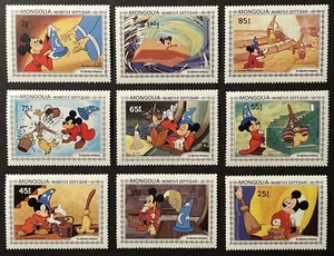MONGOLIA SORCERERS APPRENTICE DISNEY STAMPS 1983 MNH WIZARD MAGIC FAIRYTALE 1 - Picture 1 of 1