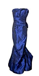 Catherine Regehr Silk Blue Strapless Prom Gown Mermaid Bottom Sz M - Picture 1 of 16
