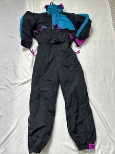 Womens Columbia Ski Suit Snowsuit One Piece Snow Bib Retro Vtg 80s 90s sz M - Picture 1 of 8